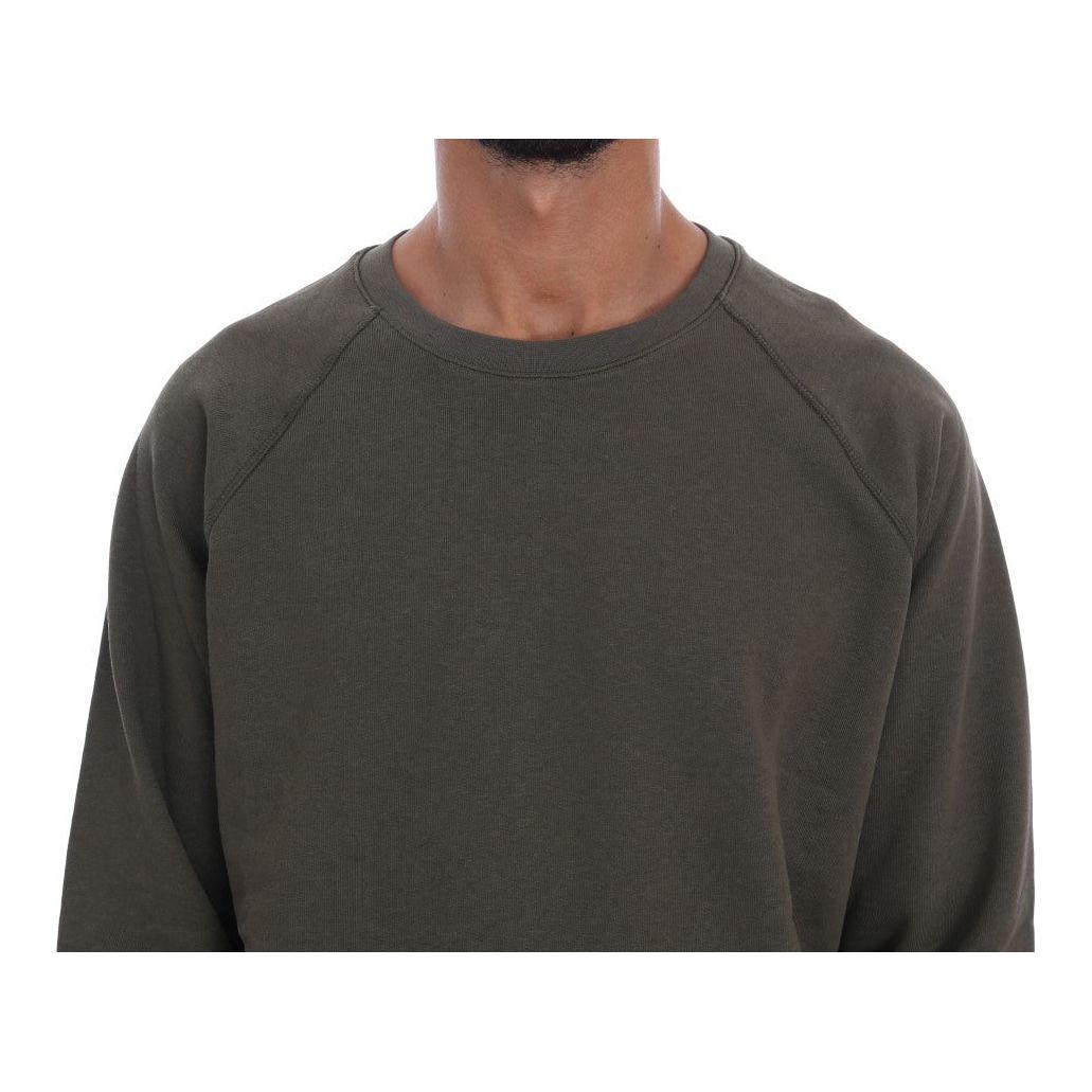 Daniele Alessandrini Green Crewneck Cotton Sweater Daniele Alessandrini