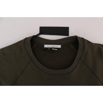 Daniele Alessandrini Green Crewneck Cotton Sweater Daniele Alessandrini