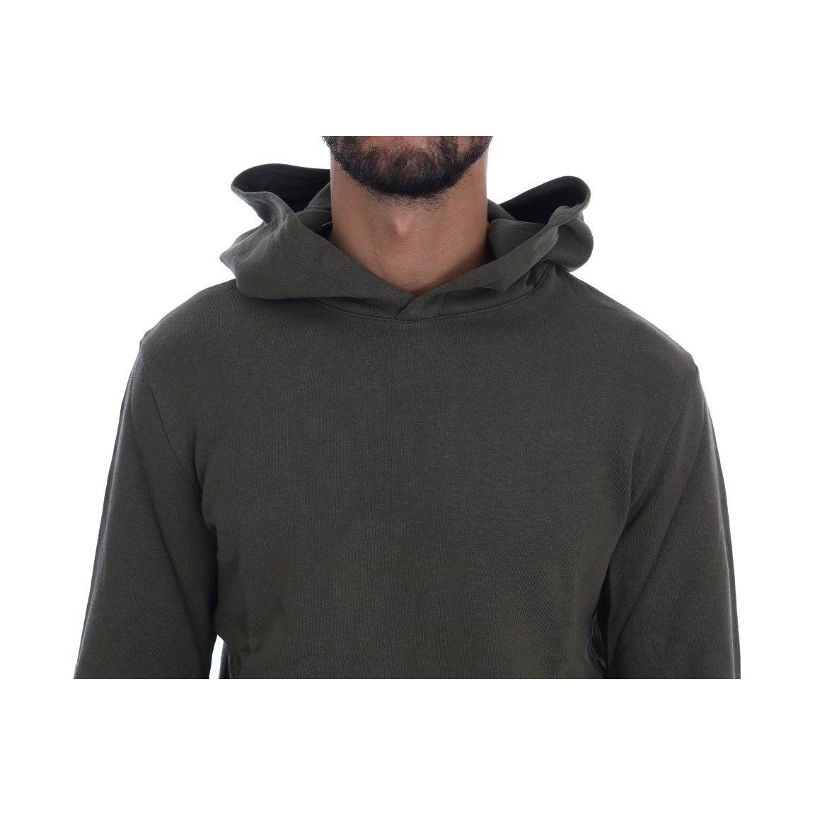 Daniele Alessandrini Green Pullover Hodded Cotton Sweater Daniele Alessandrini