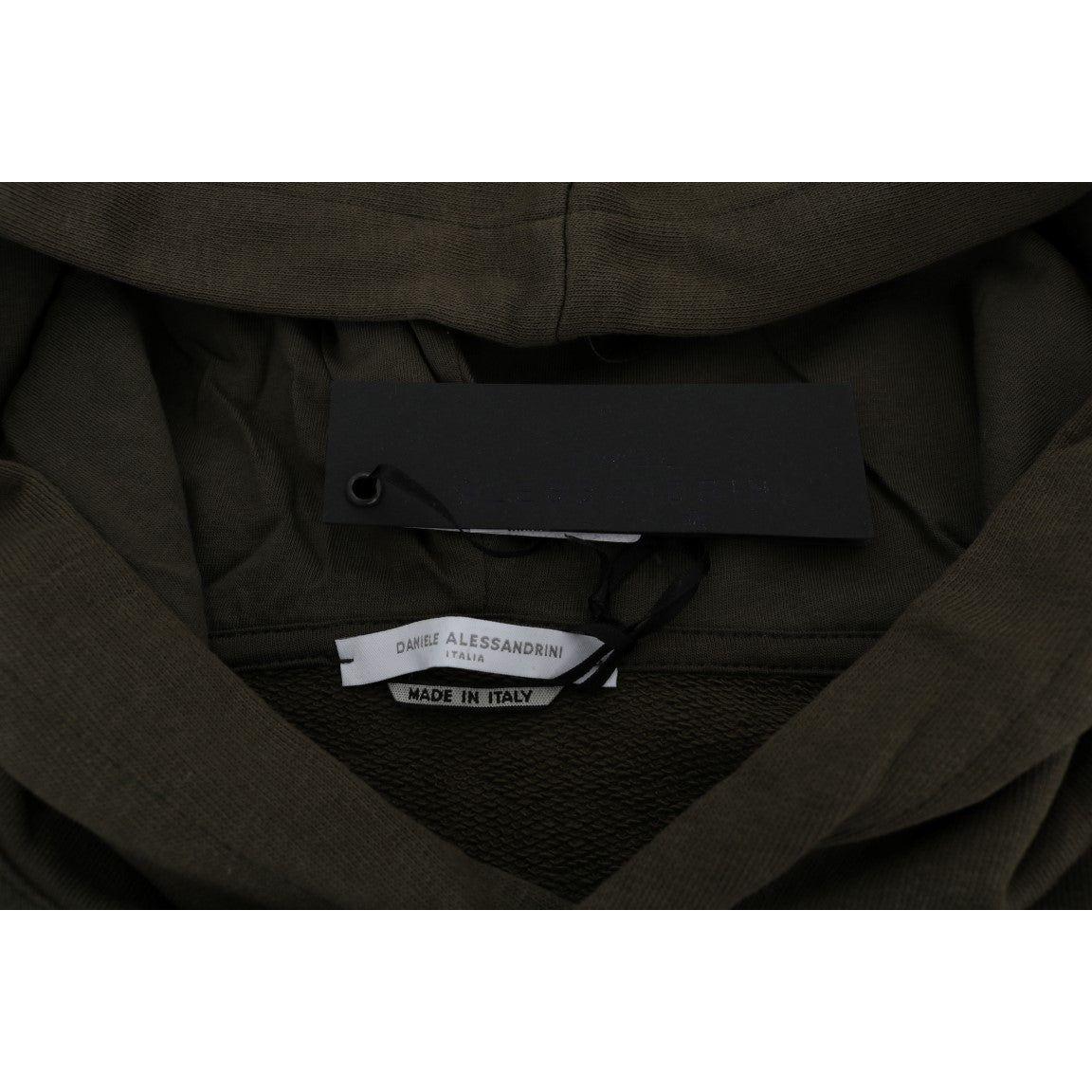 Daniele Alessandrini Green Pullover Hodded Cotton Sweater Daniele Alessandrini