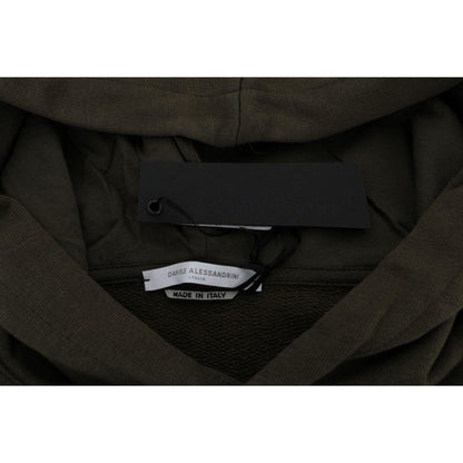 Daniele Alessandrini Green Pullover Hodded Cotton Sweater Daniele Alessandrini