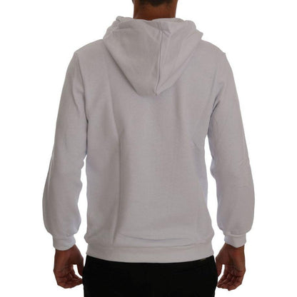 Daniele Alessandrini White Pullover Hodded Cotton Sweater Daniele Alessandrini