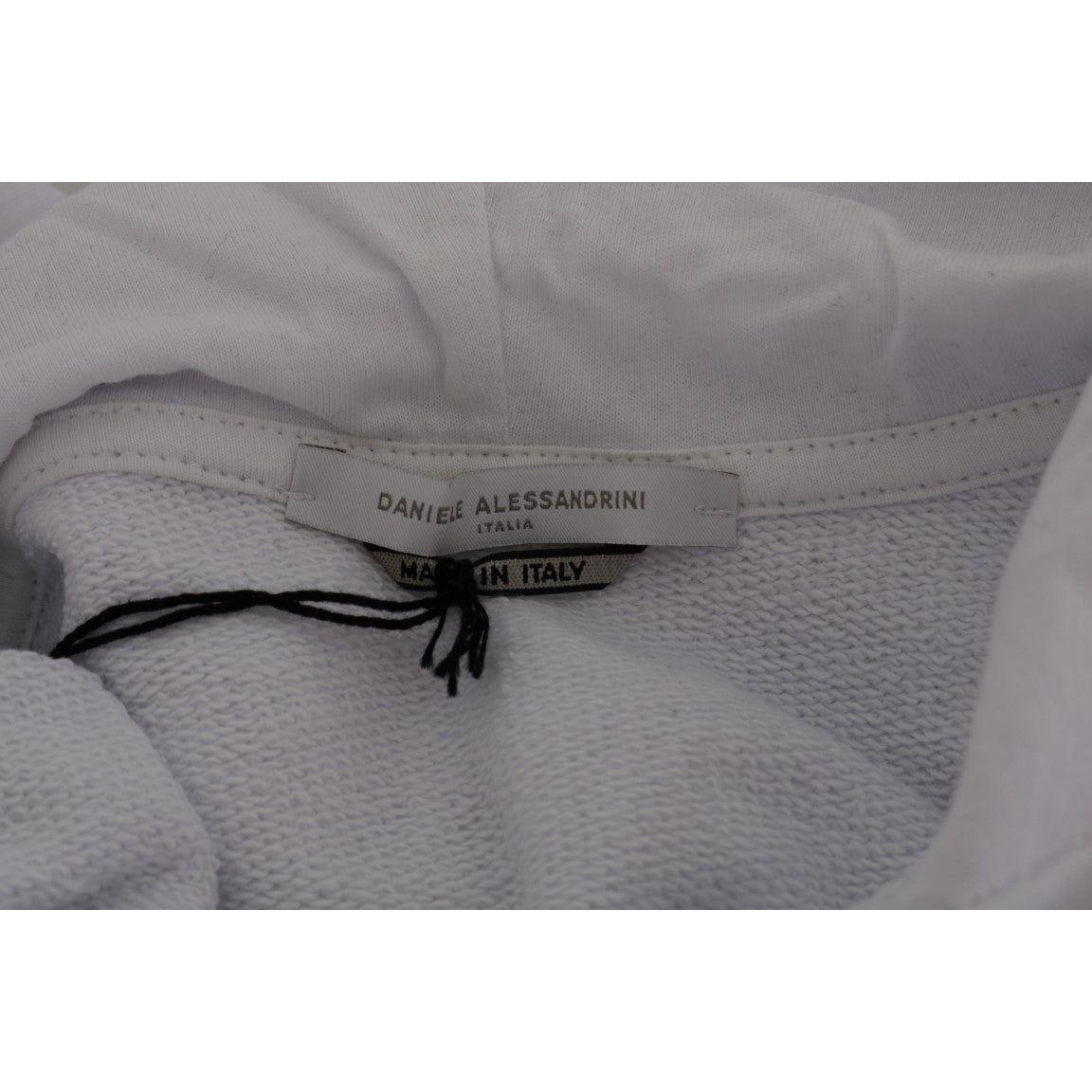 Daniele Alessandrini White Pullover Hodded Cotton Sweater Daniele Alessandrini