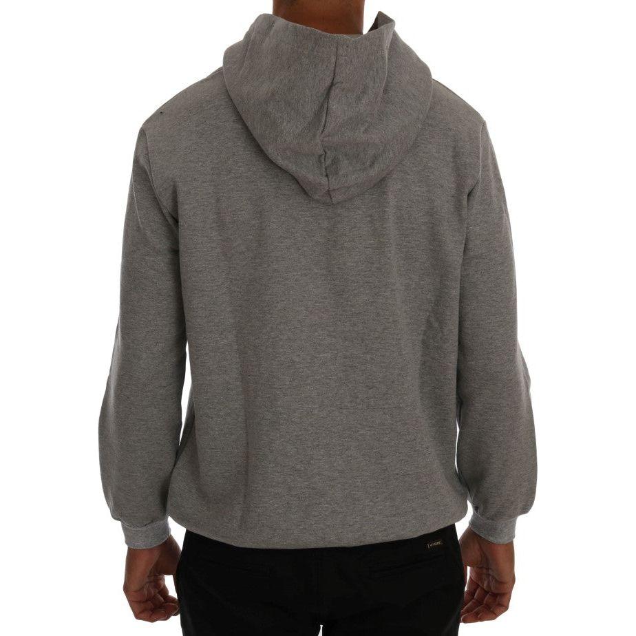 Daniele Alessandrini Gray Pullover Hodded Cotton Sweater Daniele Alessandrini