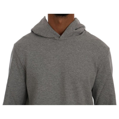 Daniele Alessandrini Gray Pullover Hodded Cotton Sweater Daniele Alessandrini