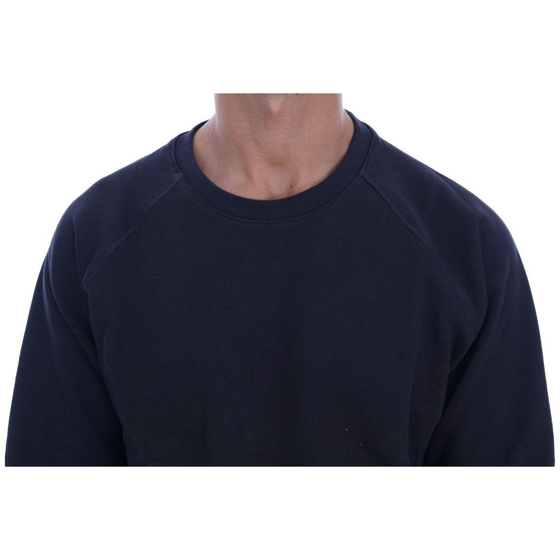 Daniele Alessandrini Blue Crewneck Cotton Sweater Daniele Alessandrini