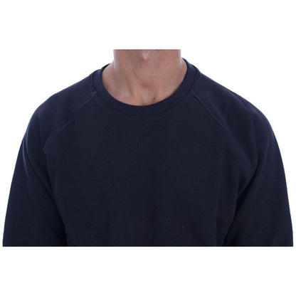 Daniele Alessandrini Blue Crewneck Cotton Sweater Daniele Alessandrini
