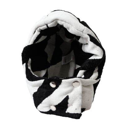 Dolce & Gabbana Black White Wool Whole Head Wrap Hat