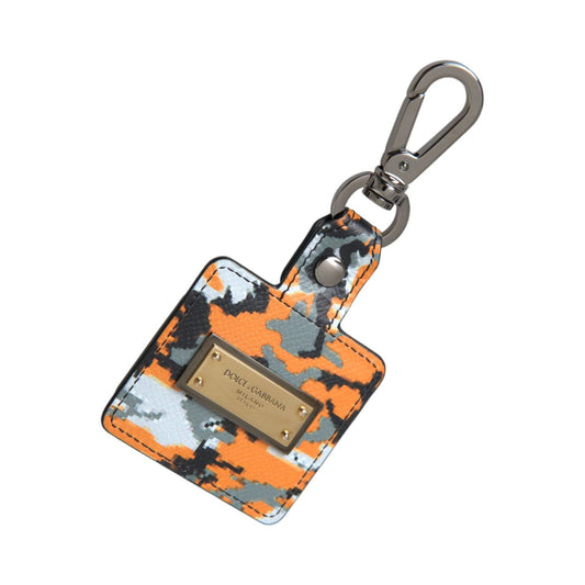 Dolce & Gabbana Multicolor Camouflage Print Leather Logo Metal Airpods Case