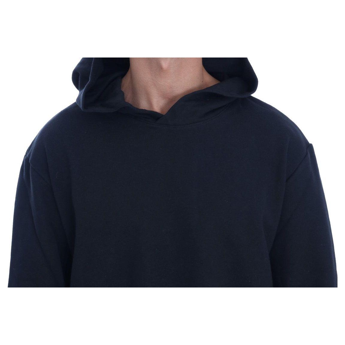 Daniele Alessandrini Black Gym Casual Hooded Cotton Sweater Daniele Alessandrini