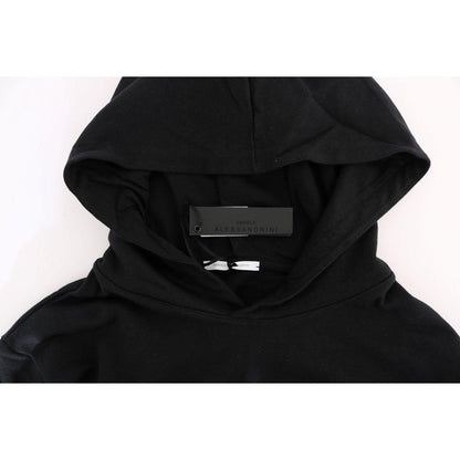 Daniele Alessandrini Black Gym Casual Hooded Cotton Sweater Daniele Alessandrini