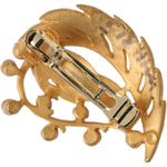 Dolce & Gabbana Gold Brass Leaf Embellished Jewelry Brooch Hair Pin FASHION ACCESSORIES Dolce & Gabbana Dark Khaki