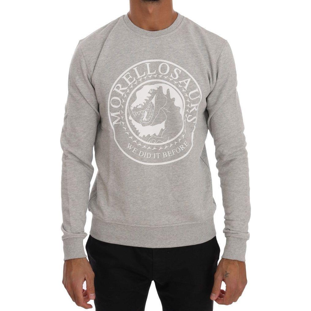 Frankie Morello Gray Cotton Crewneck Pullover Sweater Frankie Morello