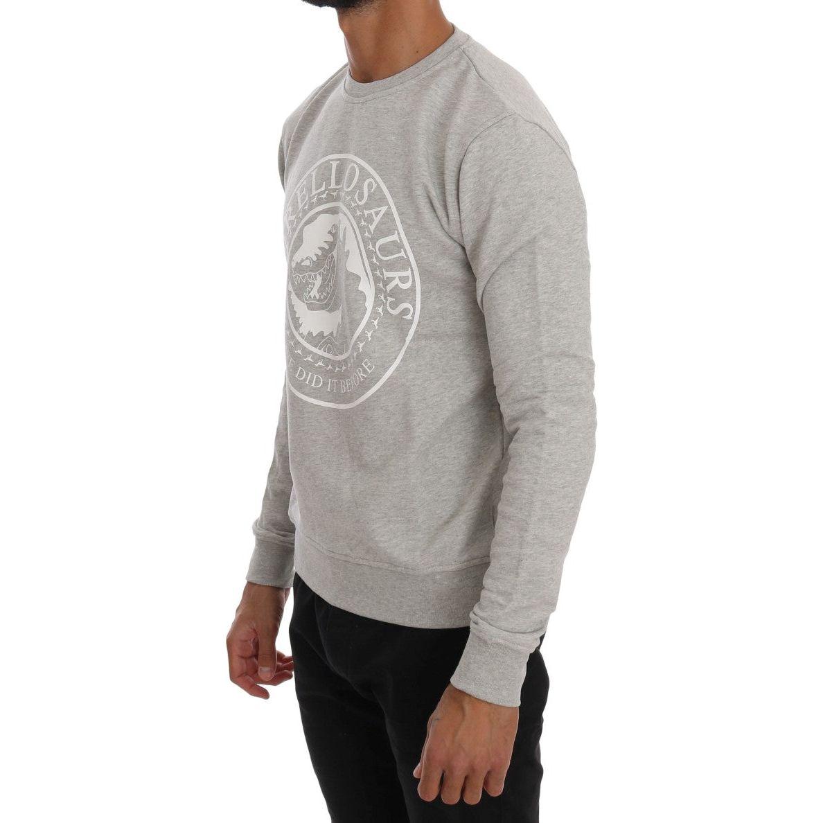 Frankie Morello Gray Cotton Crewneck Pullover Sweater Frankie Morello