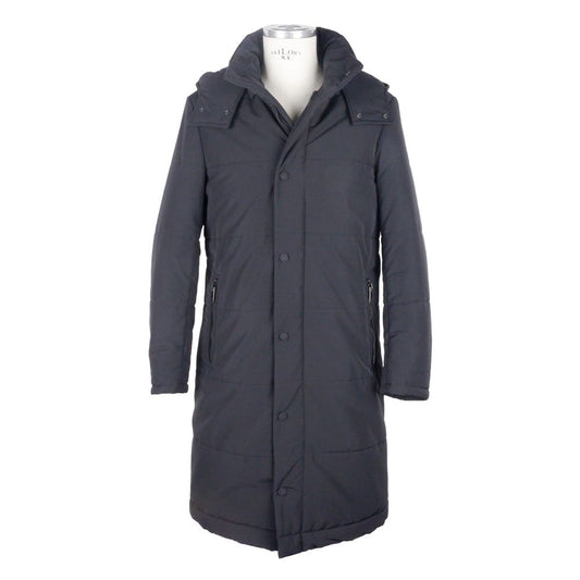 Made in Italy Black Wool Men's Raincoat LO-5077-IT50 | L