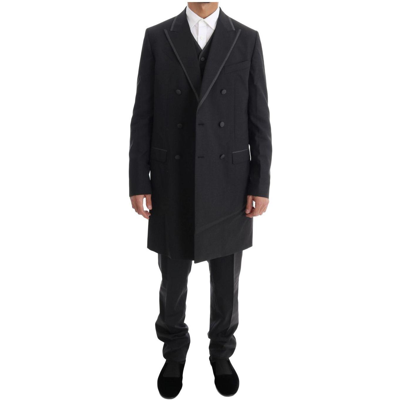 Dolce & Gabbana Gray Wool Stretch 3 Piece Two Button Suit Dolce & Gabbana