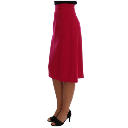 Dolce & Gabbana Pink Wool Knee Long A-Line Skirt
