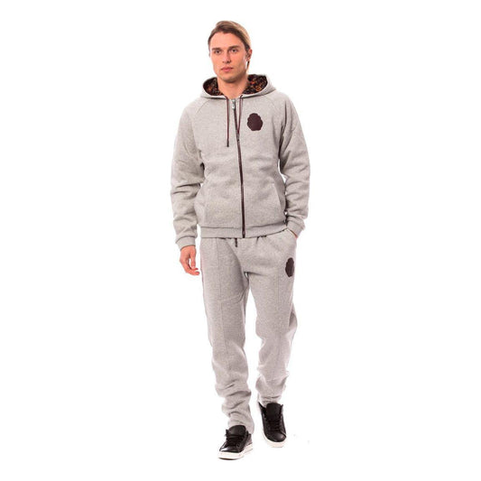 Billionaire Italian Couture Gray Cotton Hooded Sweatsuit Billionaire Italian Couture