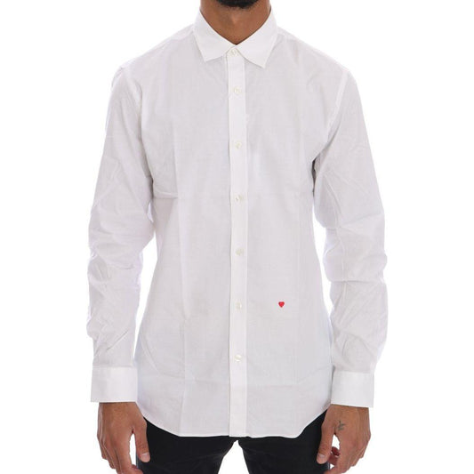 Moschino White Cotton Stretch Slim Fit Dress Shirt TSH1386-2