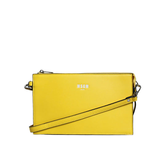 MSGM Yellow Leather Logo Crossbody Sling Shoulder Bag MSGM