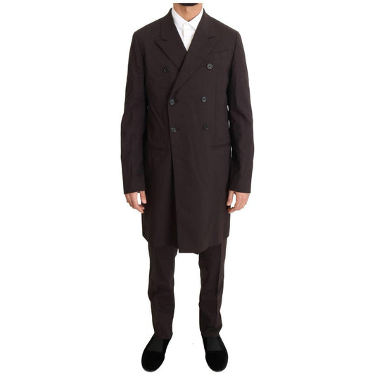 Dolce & Gabbana Bordeaux Wool Stretch Long 3 Piece Suit Dolce & Gabbana