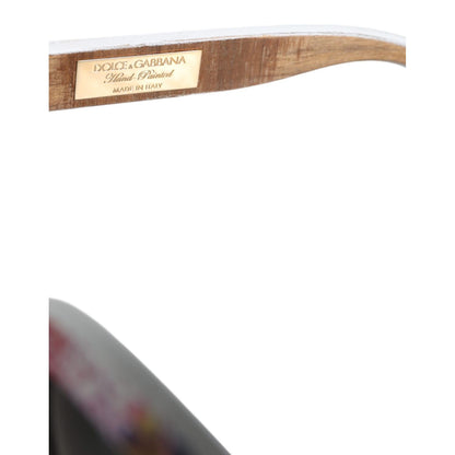 Dolce & Gabbana Multicolor Wood Crystal Brass Frame Floral Hand Paint Sunglasses Dolce & Gabbana
