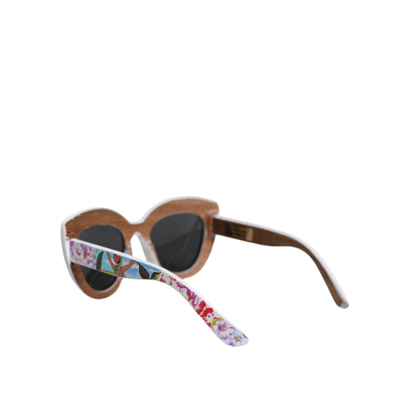 Dolce & Gabbana Multicolor Wood Crystal Brass Frame Floral Hand Paint Sunglasses Dolce & Gabbana