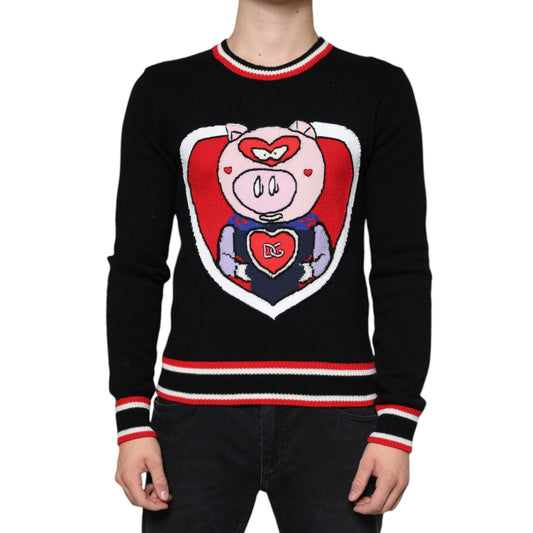 Dolce & Gabbana Black Cashmere Pig of the Year Pullover Sweater Dolce & Gabbana