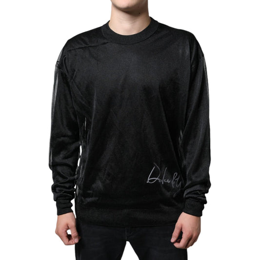 Dolce & Gabbana Black Polyester Pullover Sweatshirt Sweater Dolce & Gabbana