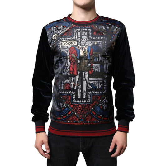 Dolce & Gabbana Multicolor Jacquard Crew Neck Sweatshirt Sweater Dolce & Gabbana