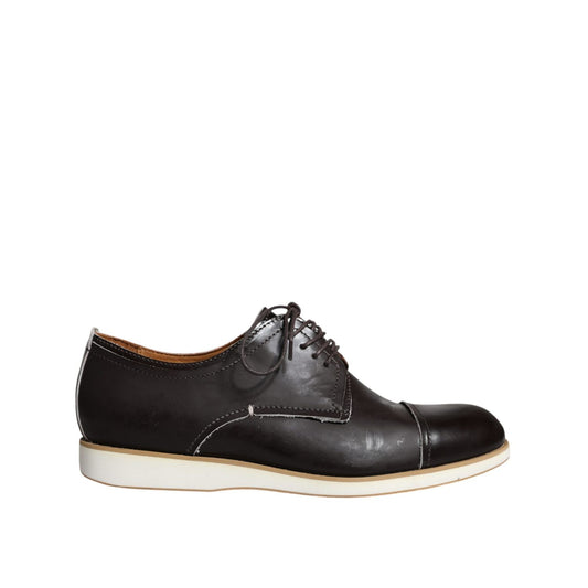Pollini Black White Leather Lace Up Men Dress Formal Shoes Pollini