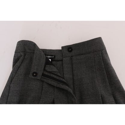 Dolce & Gabbana Gray Wool High Waist Mini Shorts