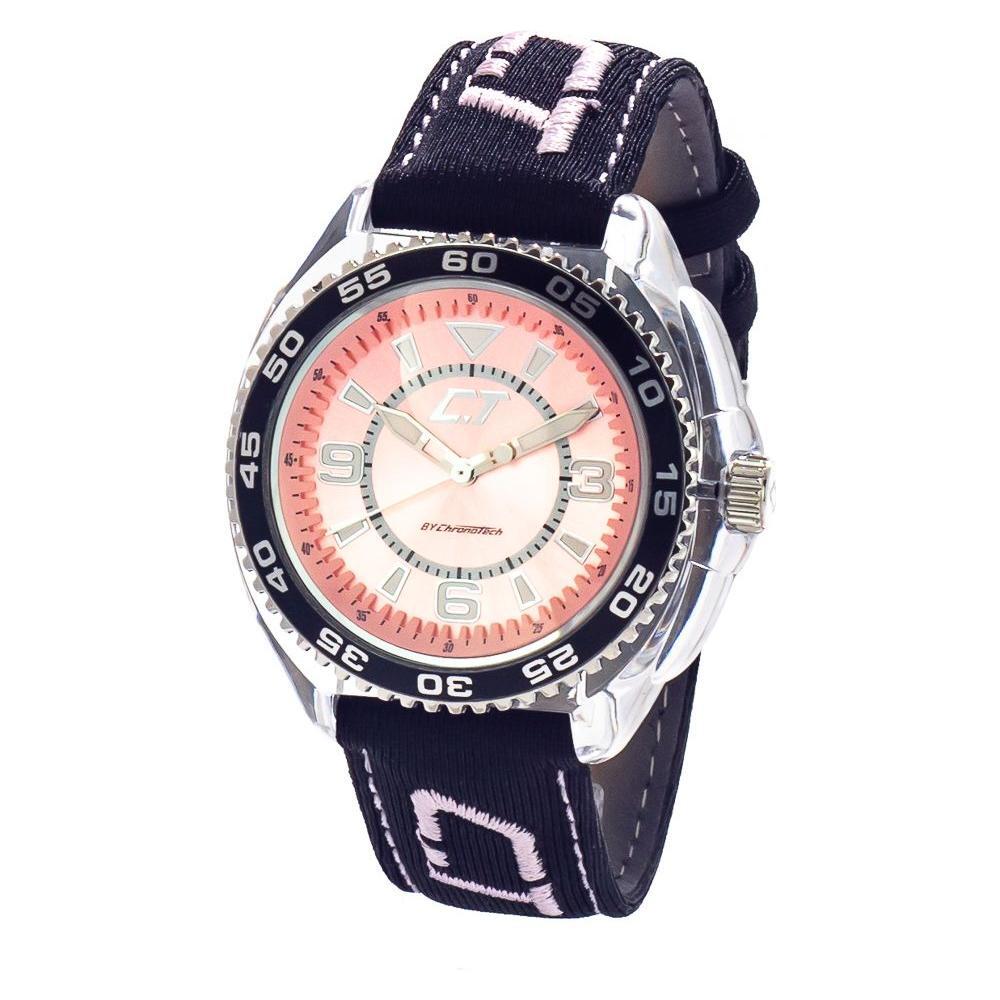 Chronotech Black Leather Dress Watch