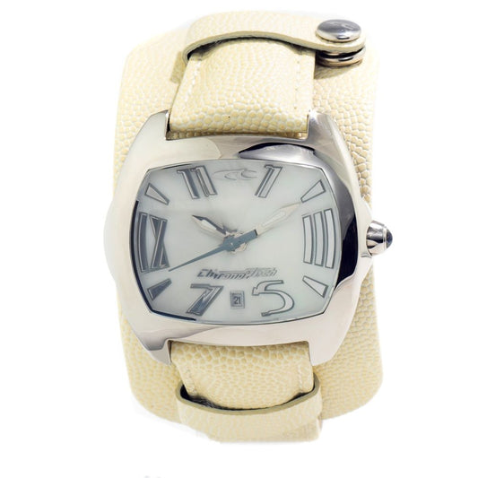 Chronotech Beige Leather Dress Watch
