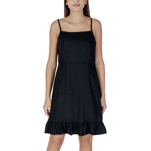 B.Young Black Linen Midi Dress