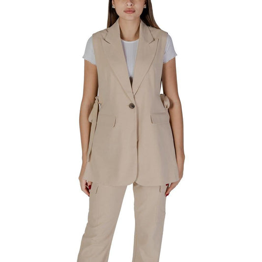 B.Young Beige Polyester Waistcoat BY-14925102507-IT38|XS