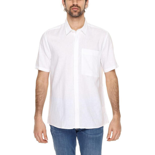 Antony Morato White Linen Shortsleeve AN-13370300008-IT52 | XL
