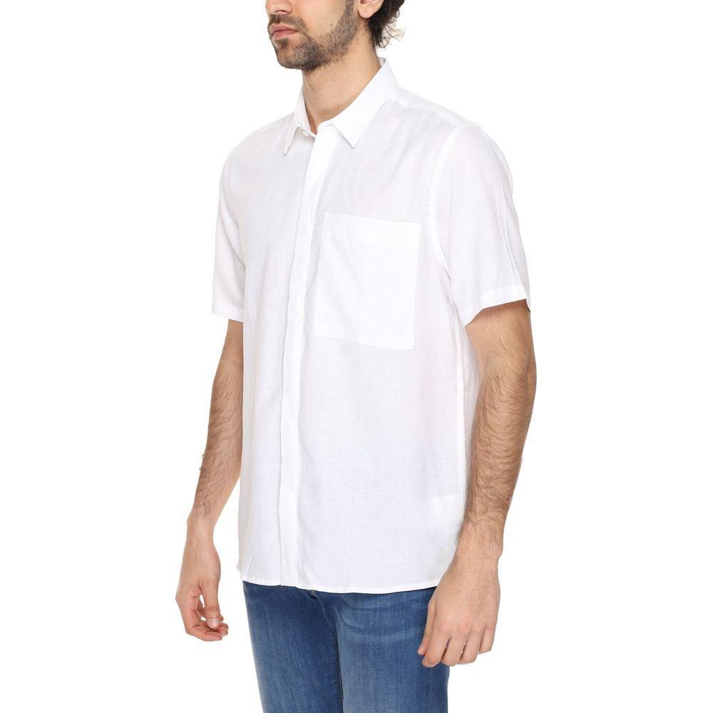 Antony Morato White Linen Shortsleeve AN-13370300008-IT52 | XL