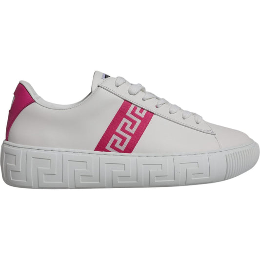 Versace White Pink Greca Print Platform Low Top Sneakers Shoes MV6392-42