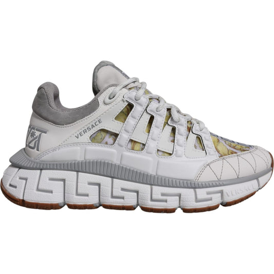Versace White Trigreca Barocco Print Low Top Sneakers Shoes MV6393-36