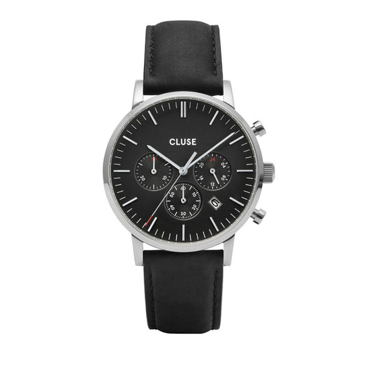 Cluse Black Leather Dress Watch Cluse