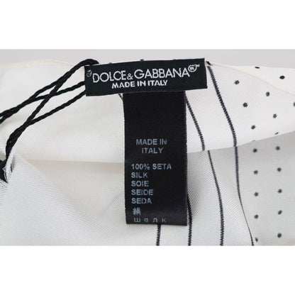 Dolce & Gabbana White Polka Dotted Silk Skinny Scarf Dolce & Gabbana