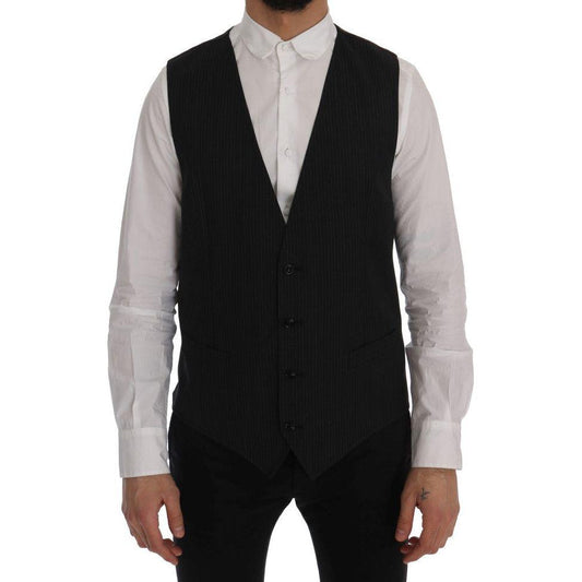 Dolce & Gabbana Gray Wool Stretch Vest Dolce & Gabbana