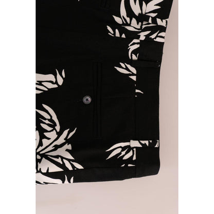 Dolce & Gabbana Black Tree Cotton Stretch Pants Dolce & Gabbana