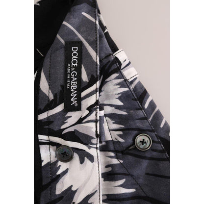 Dolce & Gabbana Gray Banana Leaf Cotton Pants Dolce & Gabbana