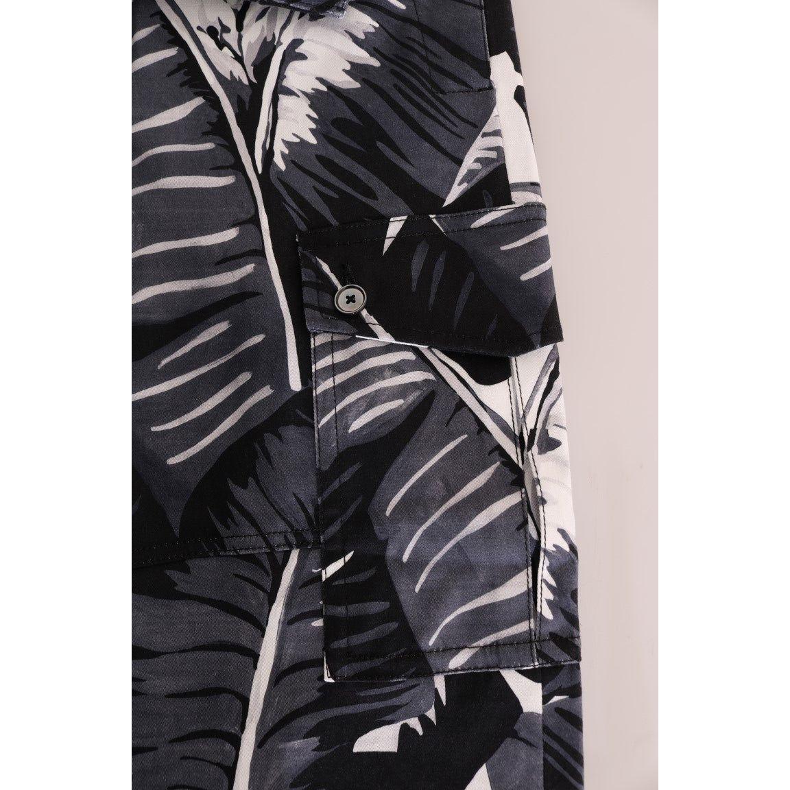 Dolce & Gabbana Gray Banana Leaf Cotton Pants Dolce & Gabbana