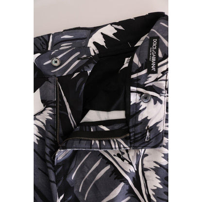 Dolce & Gabbana Gray Banana Leaf Cotton Pants Dolce & Gabbana