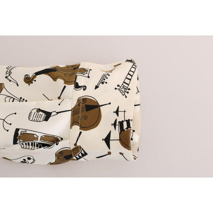 Dolce & Gabbana White Silk JAZZ Motive Print Shirt Dolce & Gabbana