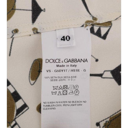 Dolce & Gabbana White Silk JAZZ Motive Print Shirt Dolce & Gabbana