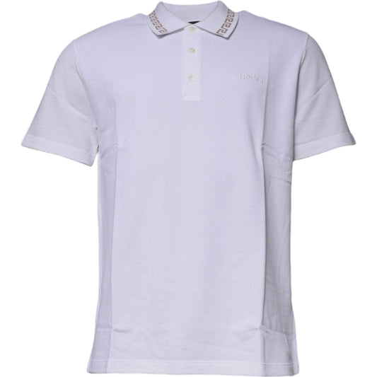 Versace White Viscose Collared Men Polo Short Sleeves T-shirt